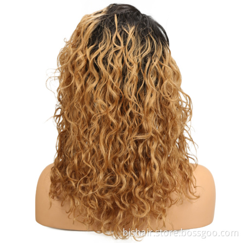 BIS Blonde Curly Human Hair Wigs For Black Women T1b/27 Colored Cheap Human Hair Wigs Short T Part Lace Kinky Curly Wig